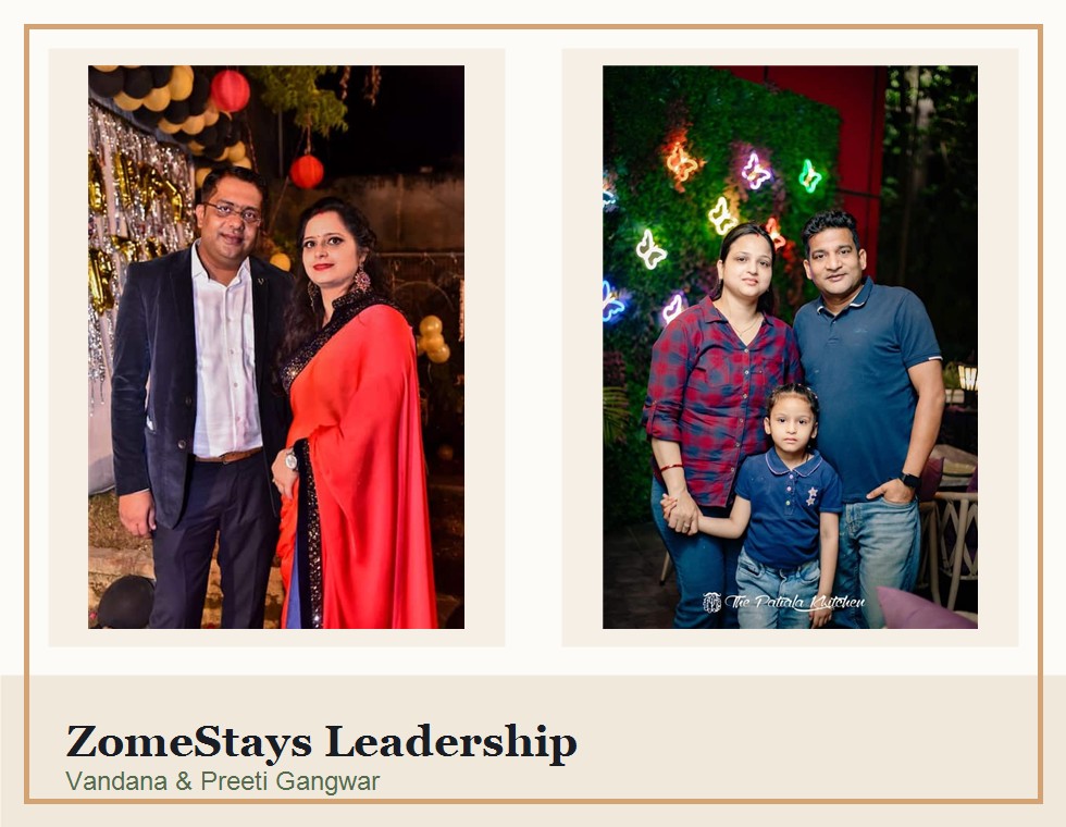 ZomeStays leadership team with Vandana and Preeti Gangwar